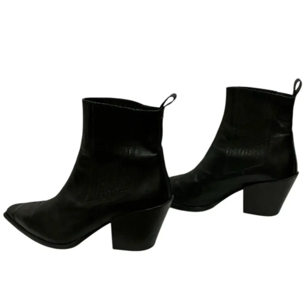 Aeyde Kate 75mm Leather Block Heel Ankle Boots Black Size 40 / 10 - Picture 5 of 12